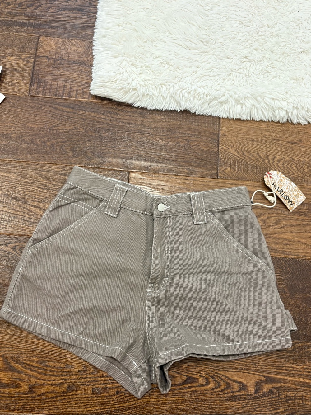 Carhartt High-Waist Taupe Utility Shorts